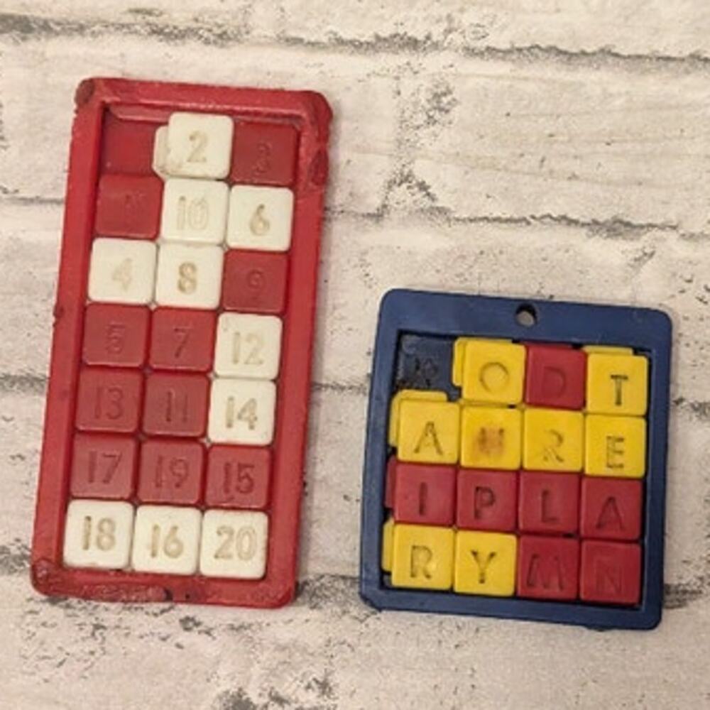Vtg. Slider Puzzles (Numbers and Letters)